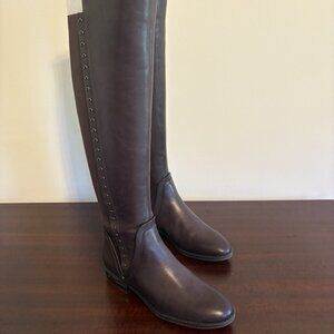 Vince Camuto Pardonal Leather Riding Boot Wide Calf Tall Shaft 6M Dark Brown EUC